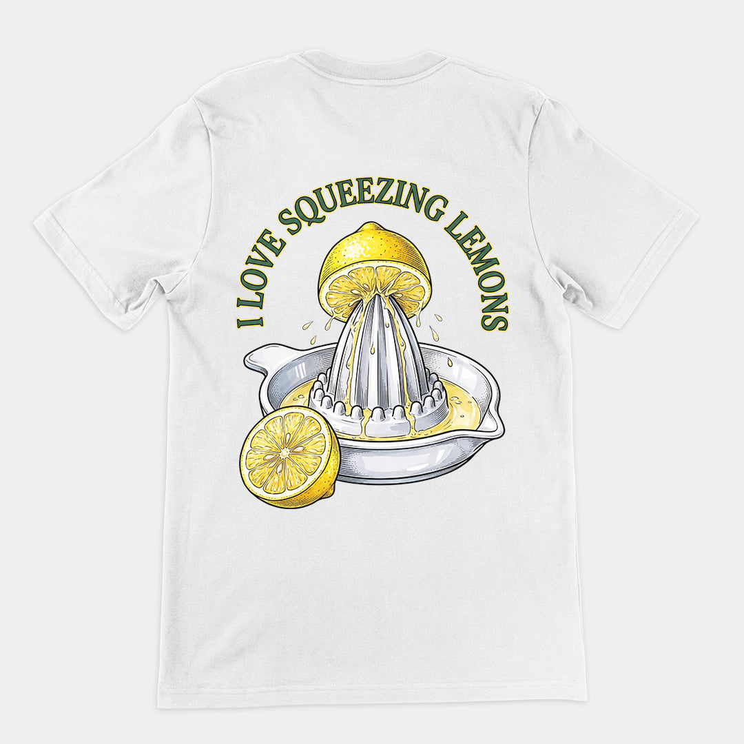 I love squeezing lemons T-Shirt (backprint) Orbital Clothing