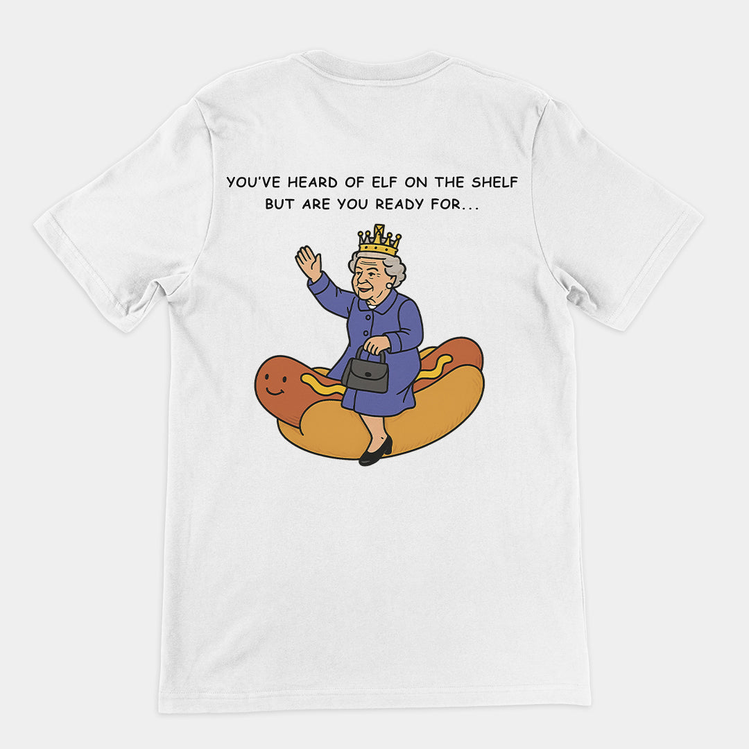 You've heard of elf on the shelf but are you ready for Lizzy on the Glizzy T-Shirt (backprint) Orbital Clothing