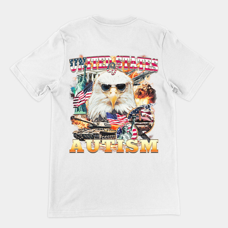 United States of Autism T-Shirt (backprint) Orbital Clothing