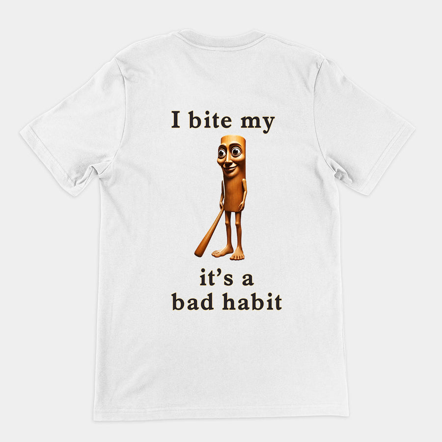 I bit my Tung it's a bad habit T-Shirt (backprint) Orbital Clothing