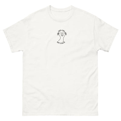 Embroidered funny “Sid on my face” Ice Age pun graphic on a premium black funny shirt – Orbital Clothing