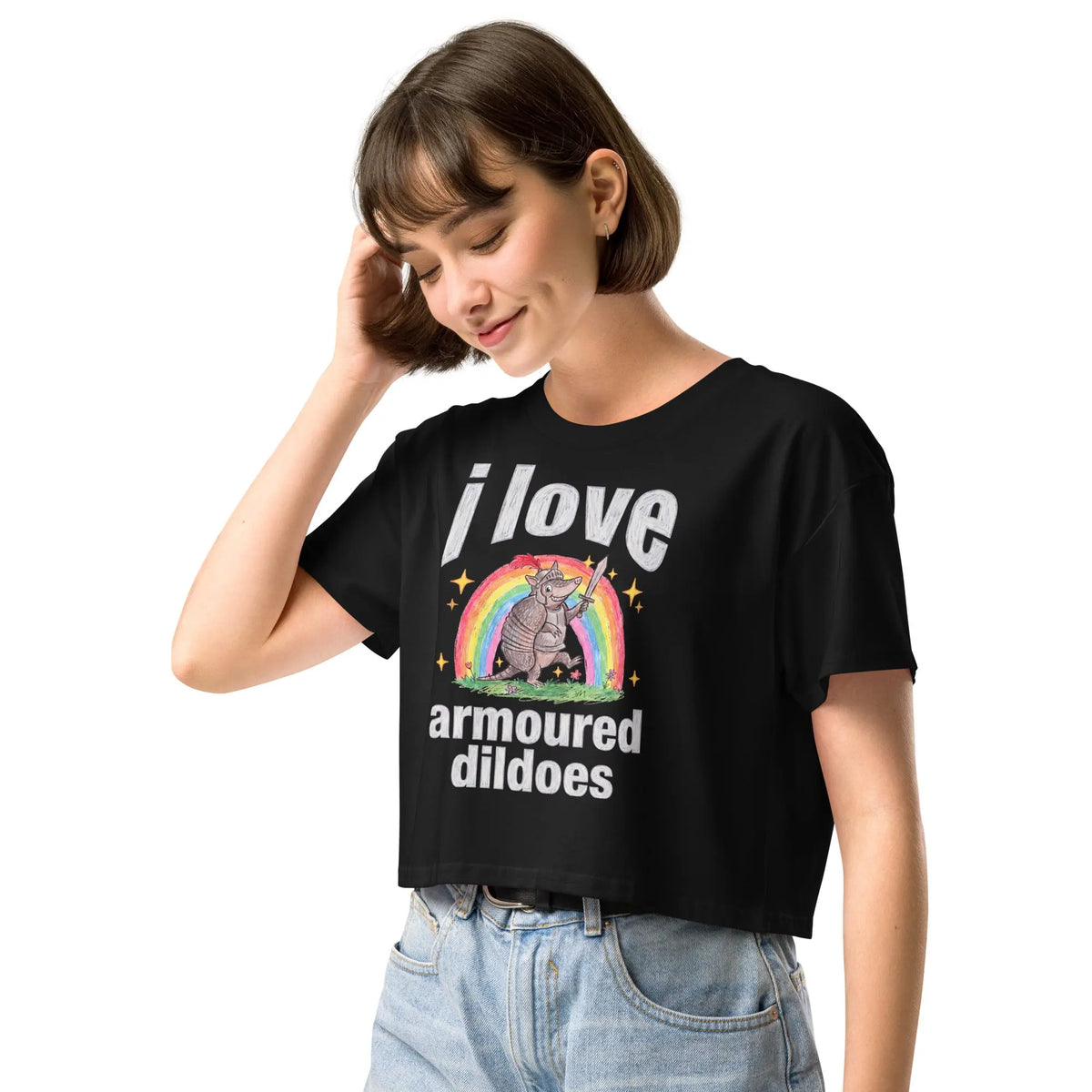 I Love Armoured Dildoes Women’s crop top Orbital Clothing