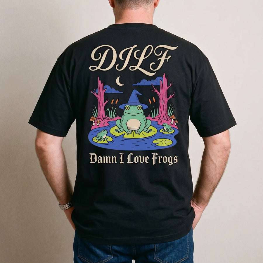 DILF (Damn I Love Frogs) T-Shirt (backprint) - Orbital Clothing