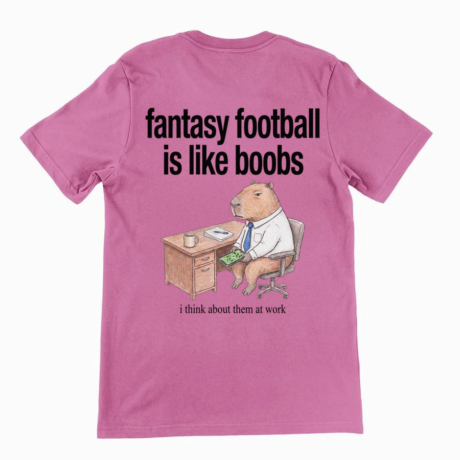 Fantasy Football Is Like Boobs T-Shirt (backprint) Orbital Clothing
