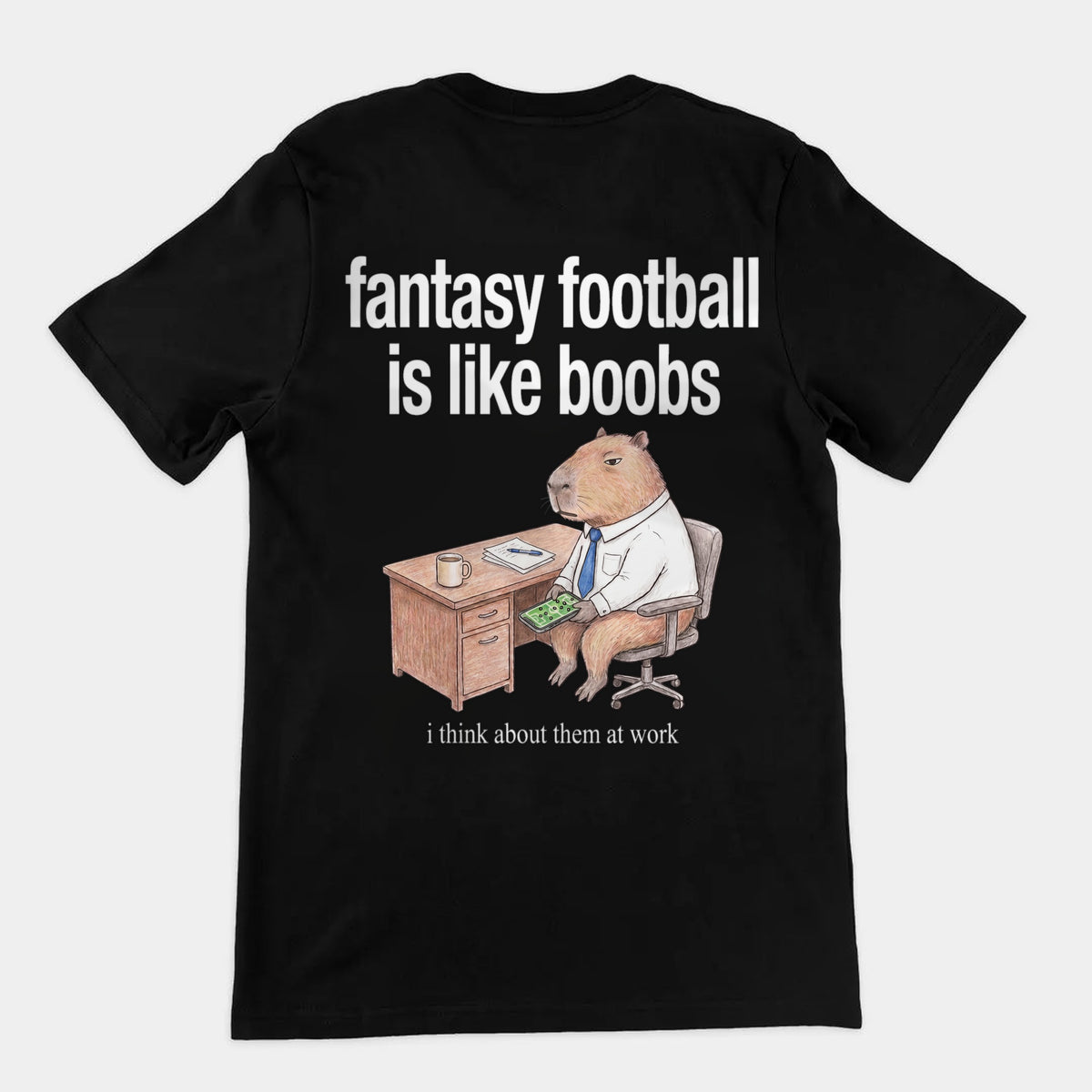 Fantasy Football Is Like Boobs T-Shirt (backprint) Orbital Clothing
