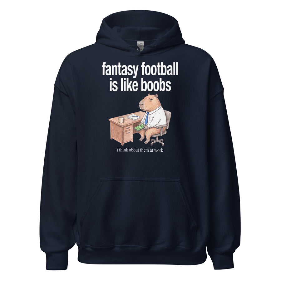 Fantasy Football Is Like Boobs Hoodie Orbital Clothing