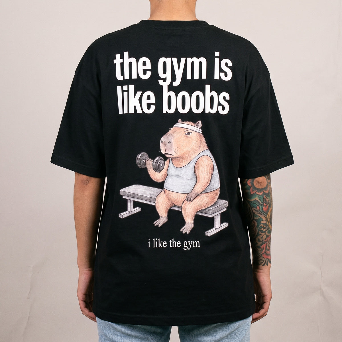 The Gym Is Like Boobs T-Shirt (backprint) - Orbital Clothing