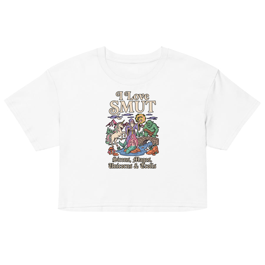 I Love SMUT (Sirens, Mages, Unicorns & Trolls) Women’s crop top Orbital Clothing