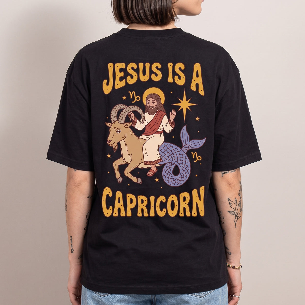 Jesus Is A Capricorn T-Shirt (backprint) - Orbital Clothing