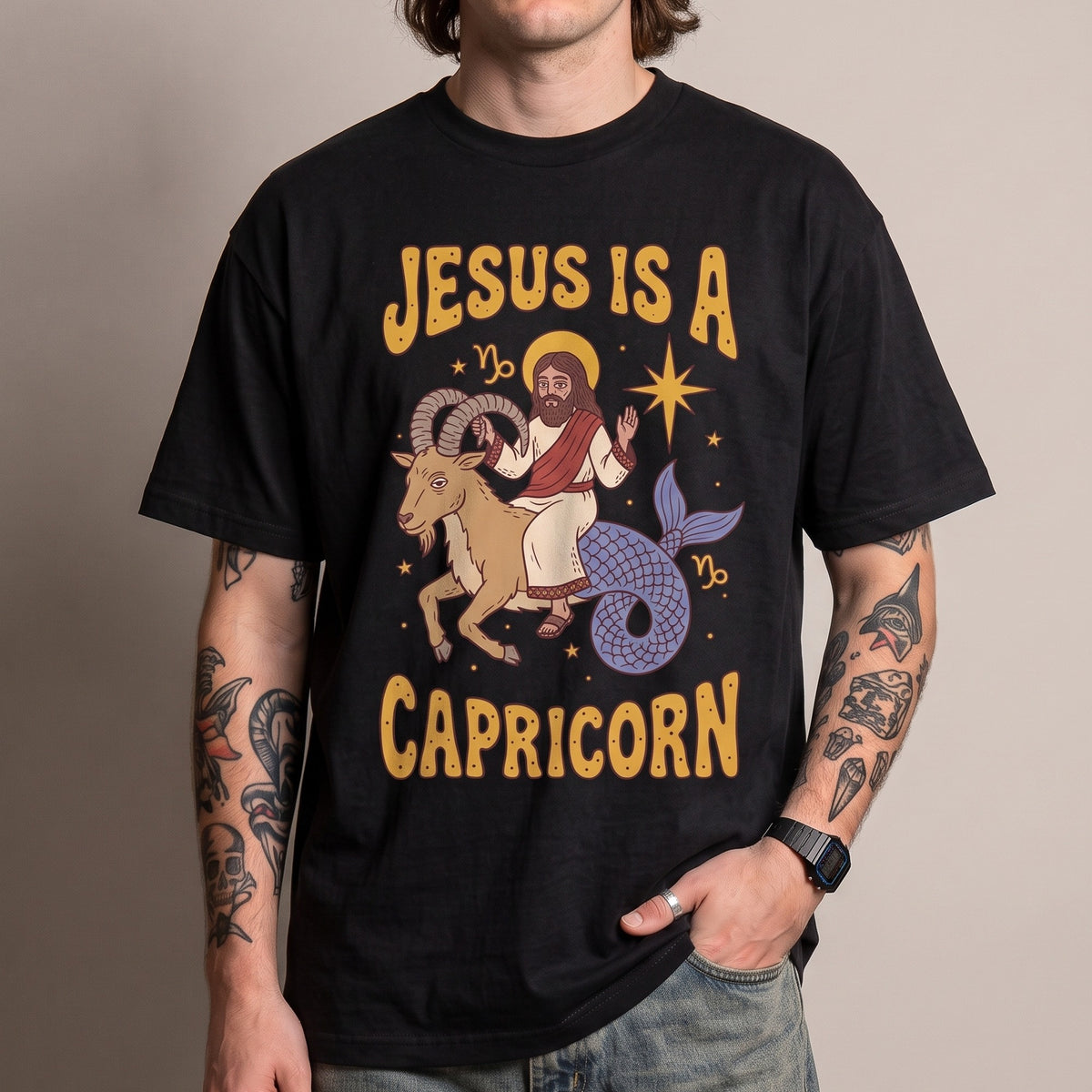 Jesus Is A Capricorn T-Shirt - Orbital Clothing