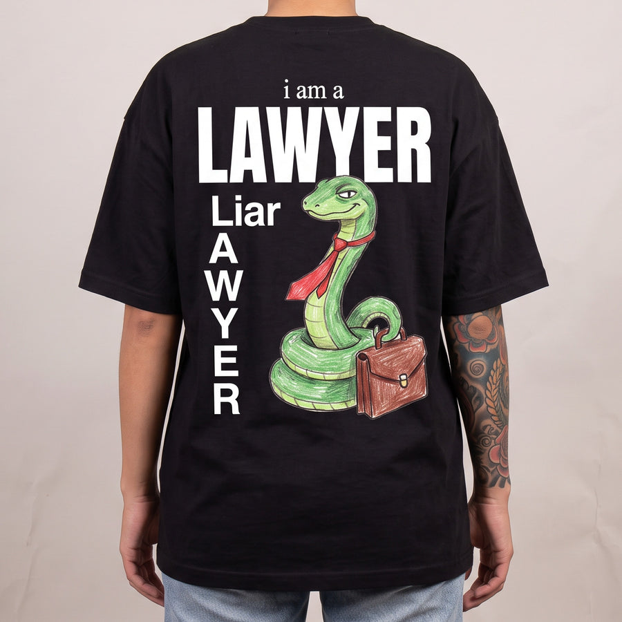 I Am A Lawyer (Liar) T-Shirt (backprint) - Orbital Clothing