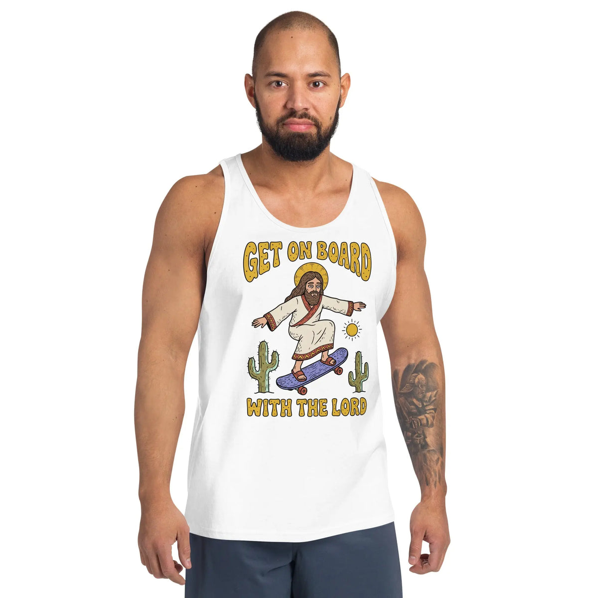Get On Board With The Lord (skateboarding) Tank Top Orbital Clothing