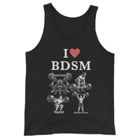 I love BDSM (bench press, deadlift, squats, military press) Hoodie Tank Top - Black / S