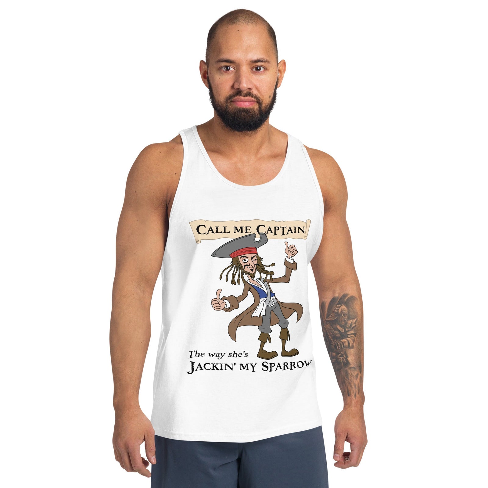 Call me Captain the way she's Jackin' my sparrow Tank Top Orbital Clothing