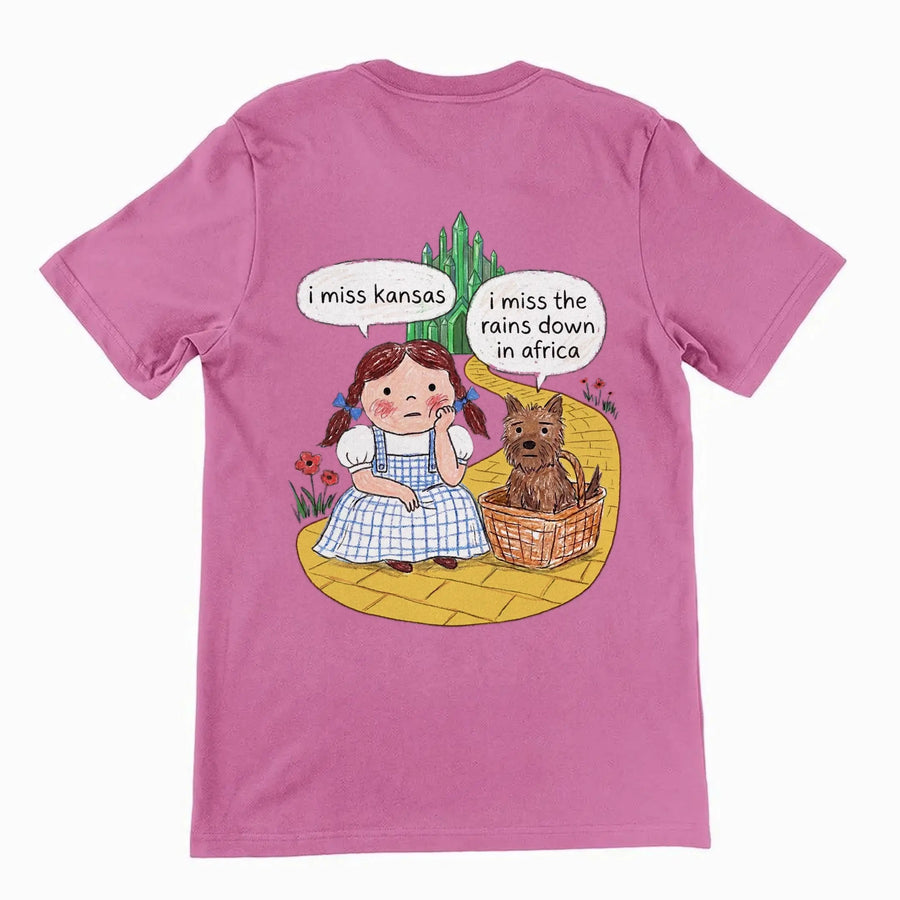 I Miss Kansas (I Miss The Rains Down In Africa) T-Shirt (backprint) Orbital Clothing