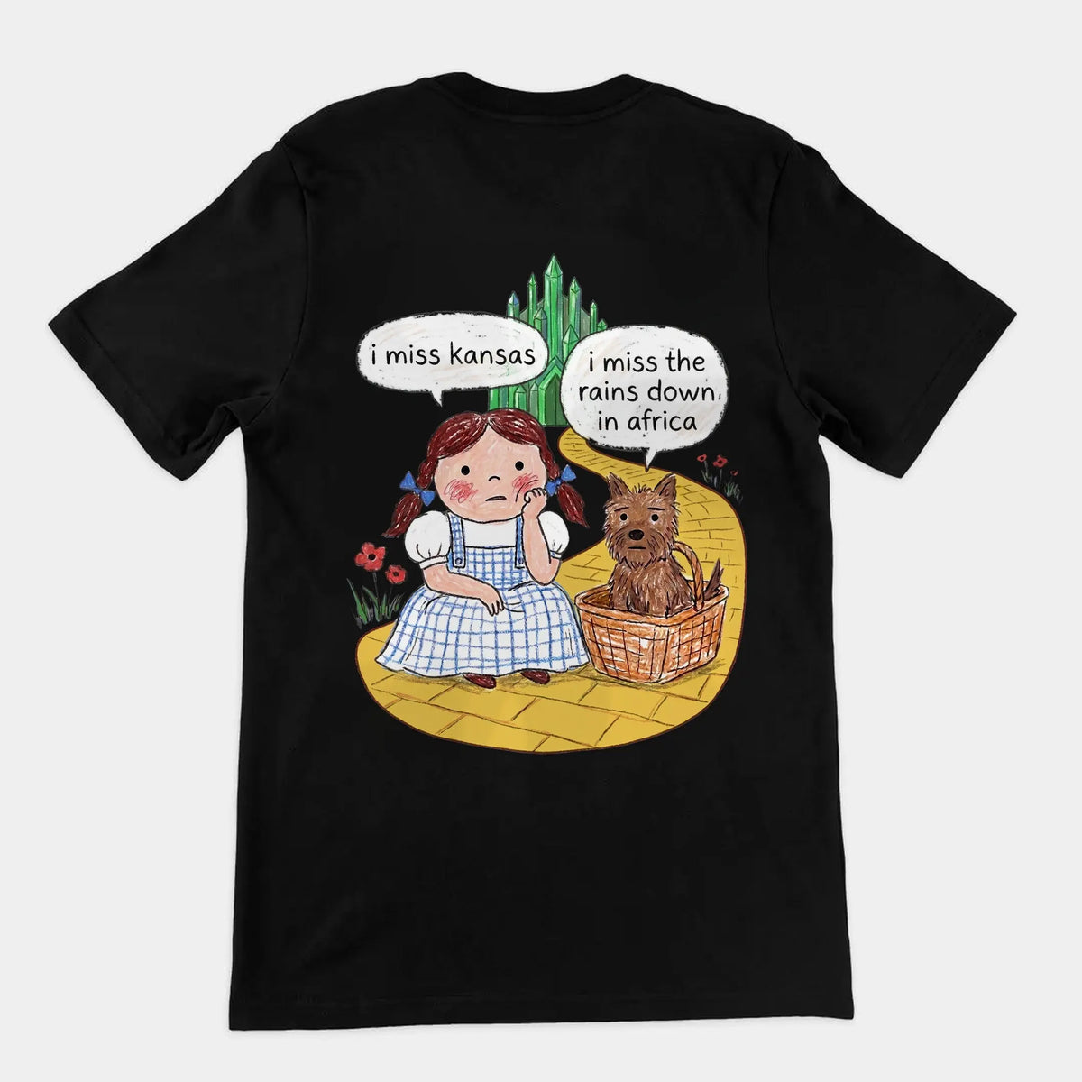I Miss Kansas (I Miss The Rains Down In Africa) T-Shirt (backprint) Orbital Clothing