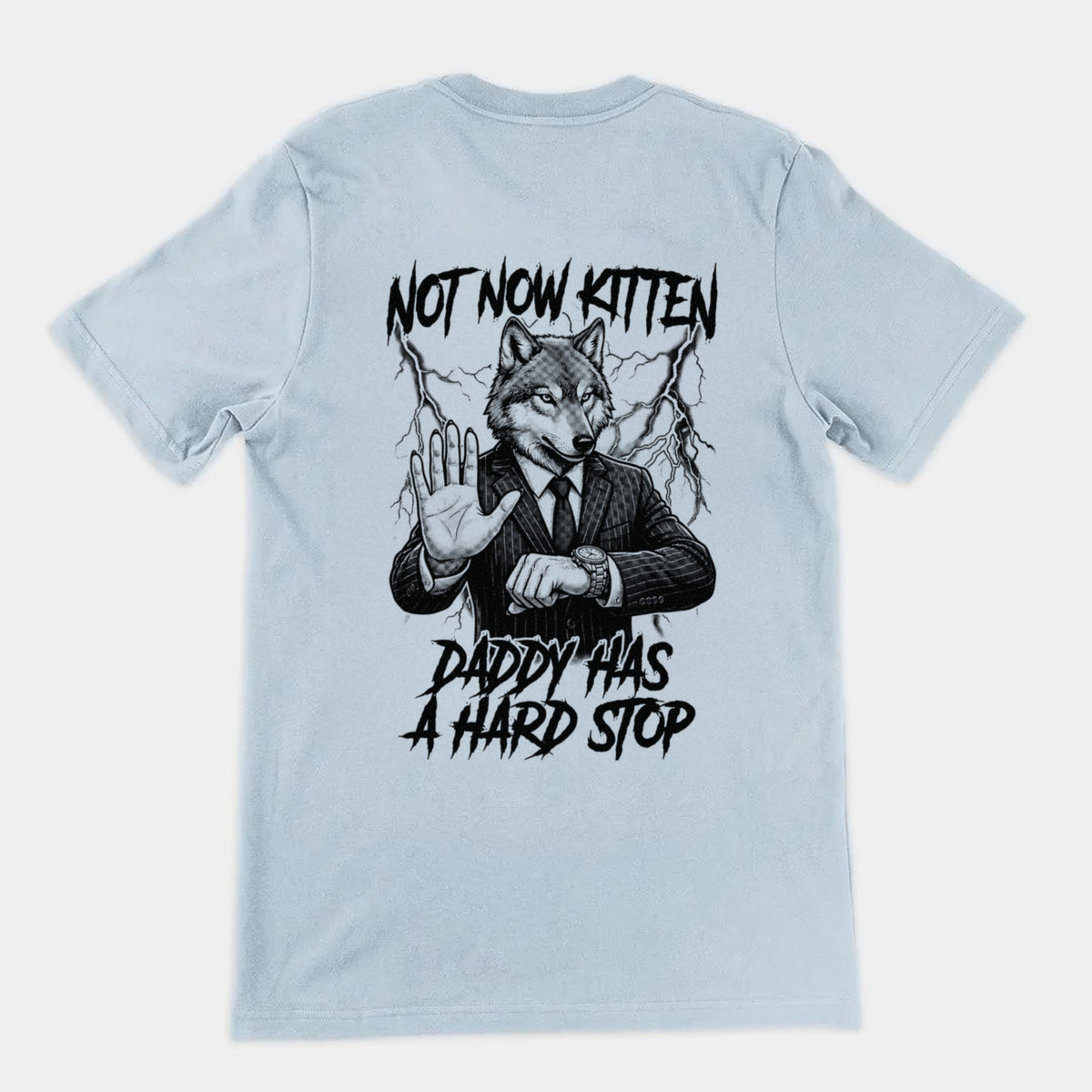 Not Now Kitten Daddy Has A Hard Stop T-Shirt (backprint) Orbital Clothing