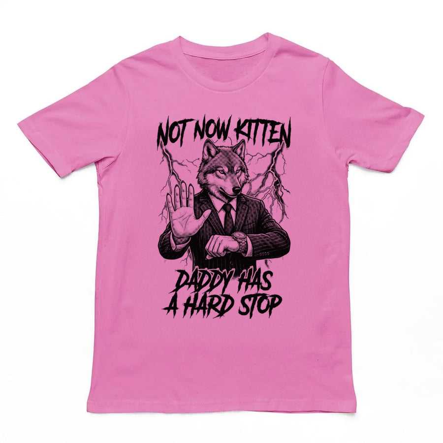 Not Now Kitten Daddy Has A Hard Stop T-Shirt Orbital Clothing