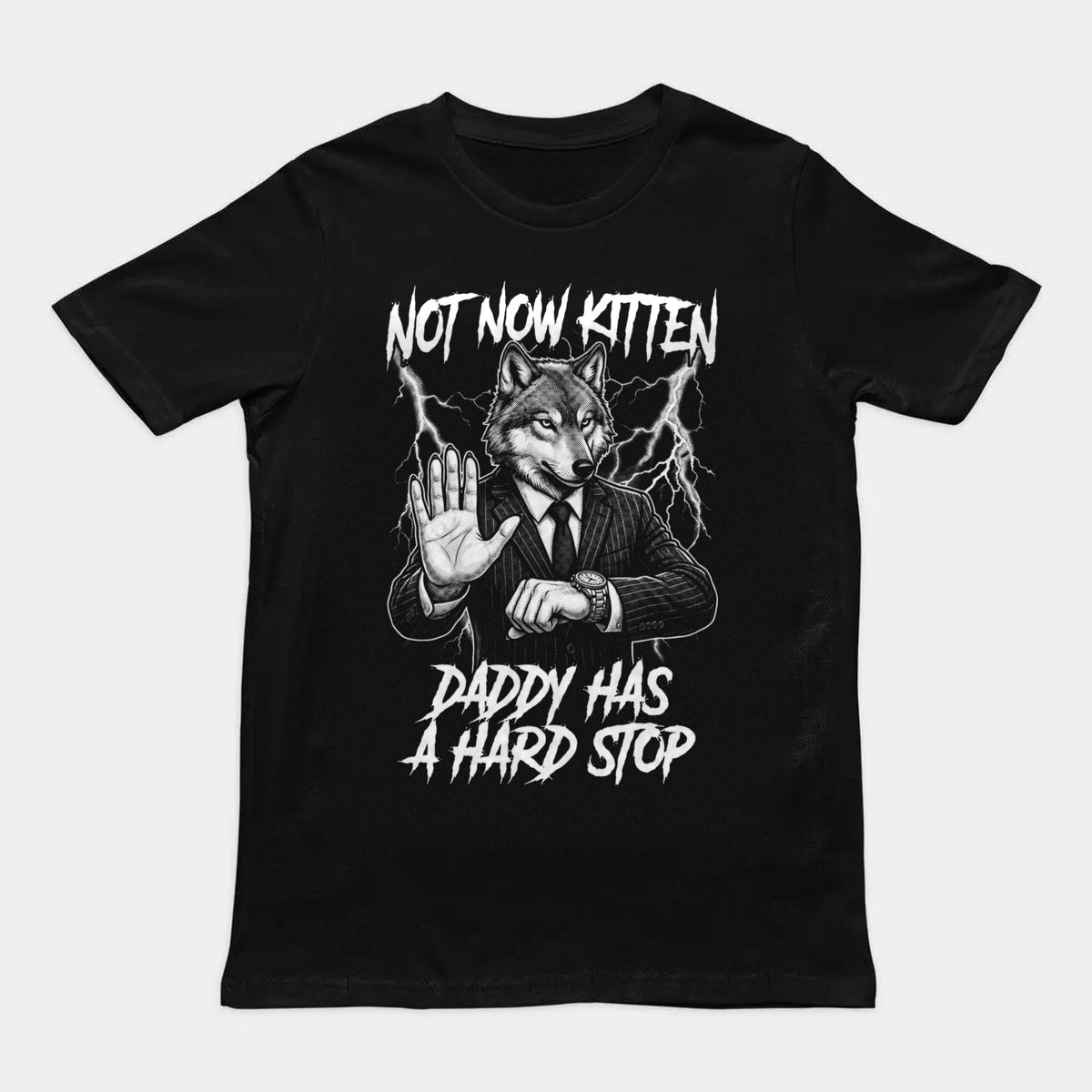 Not Now Kitten Daddy Has A Hard Stop T-Shirt Orbital Clothing