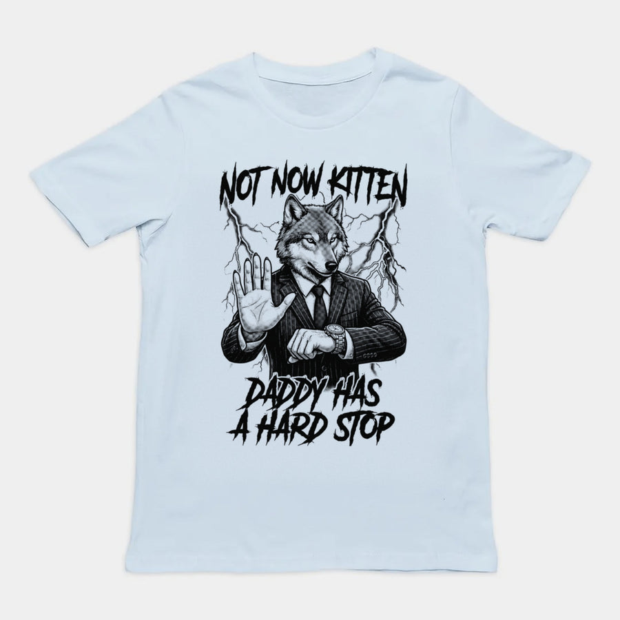 Not Now Kitten Daddy Has A Hard Stop T-Shirt Orbital Clothing