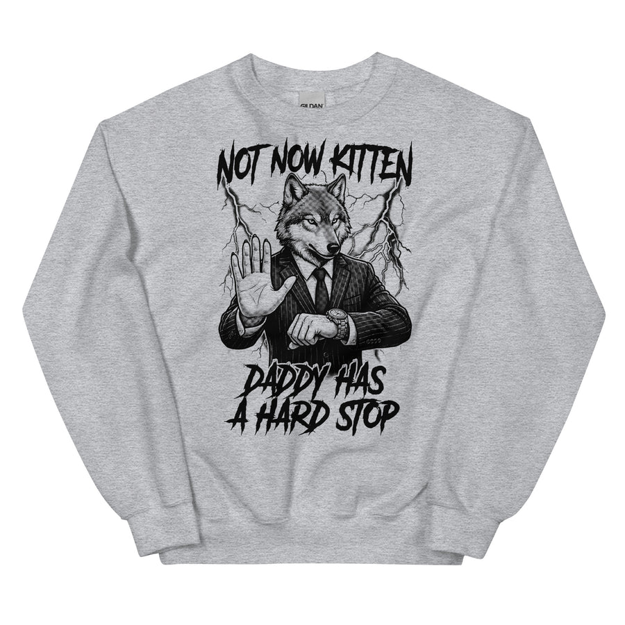 Not Now Kitten Daddy Has A Hard Stop Sweatshirt Orbital Clothing