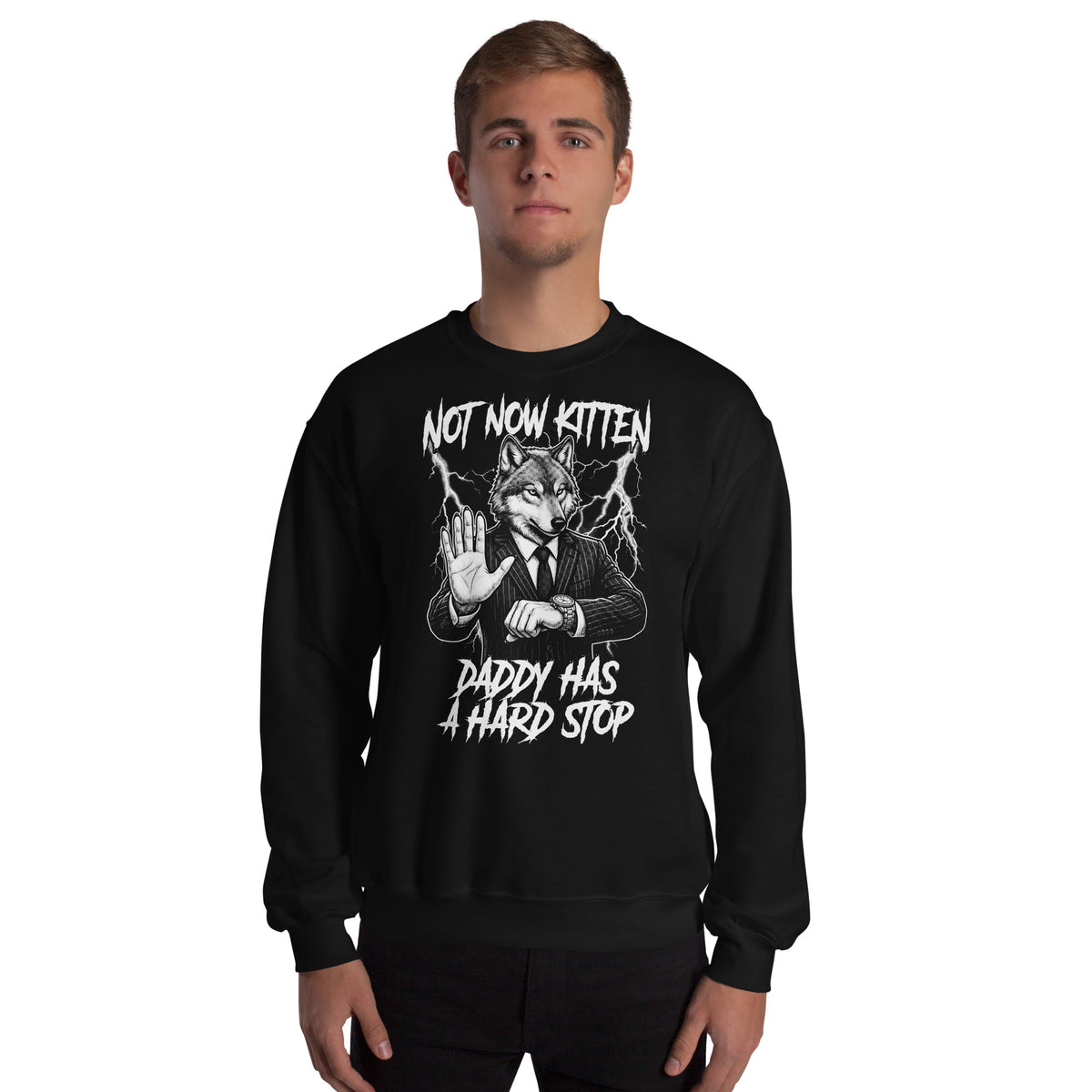 Not Now Kitten Daddy Has A Hard Stop Sweatshirt Orbital Clothing