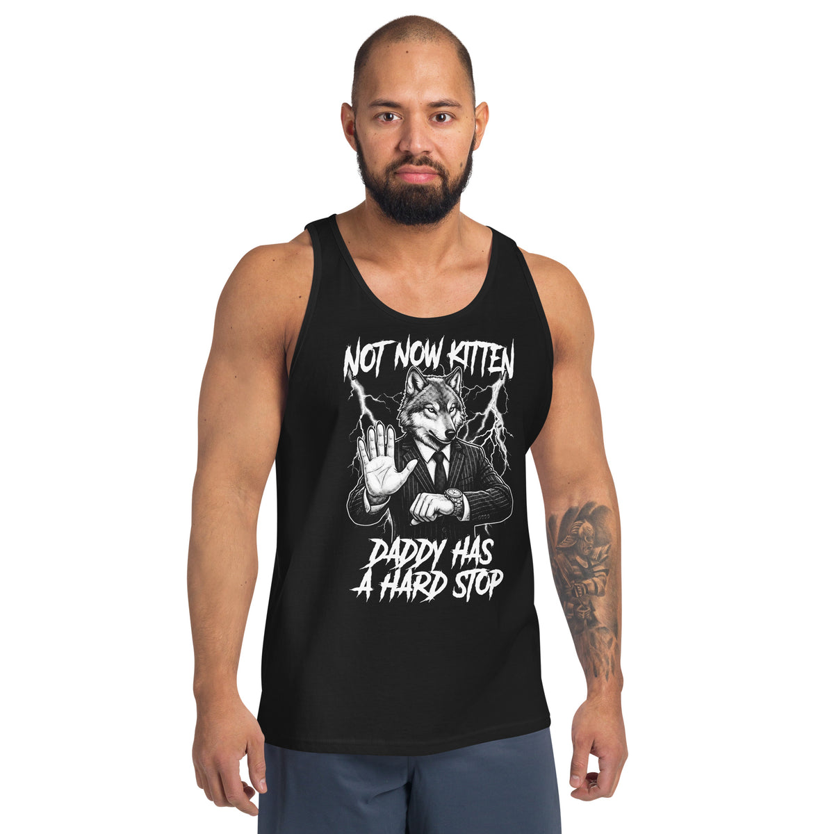 Not Now Kitten Daddy Has A Hard Stop Tank Top Orbital Clothing