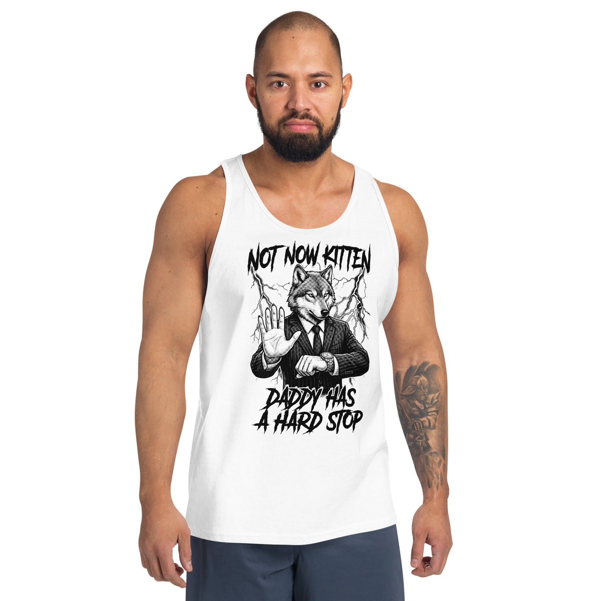 Not Now Kitten Daddy Has A Hard Stop Tank Top Orbital Clothing