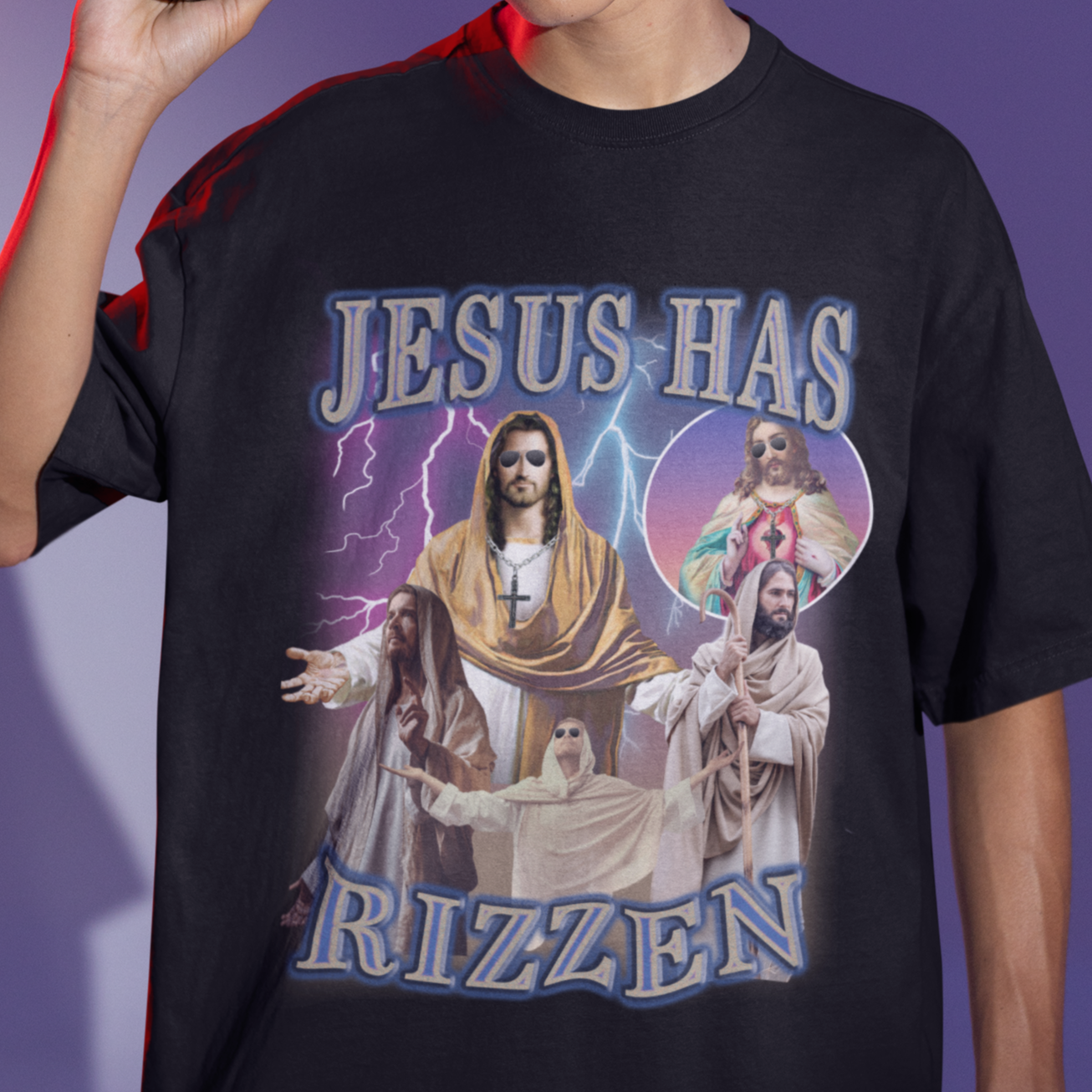 Jesus has Rizzen t-shirt