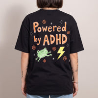 Powered By ADHD T-Shirt (backprint) - Black / S