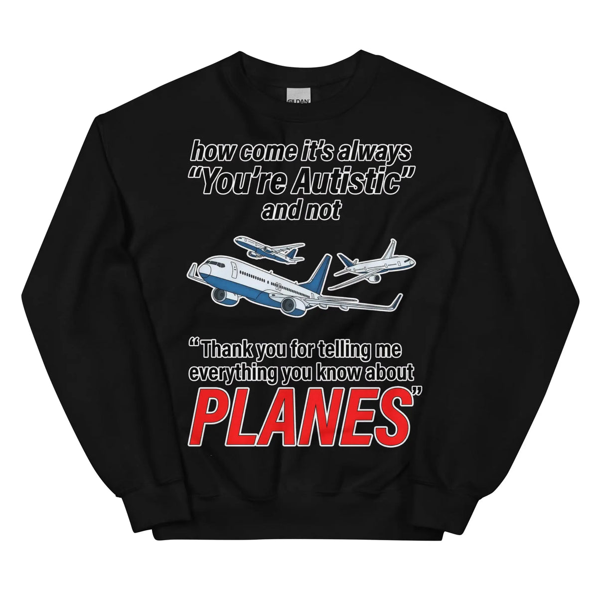 How come its always you're autistic and not thank you for telling me everything you know about Planes Sweatshirt Orbital Clothing