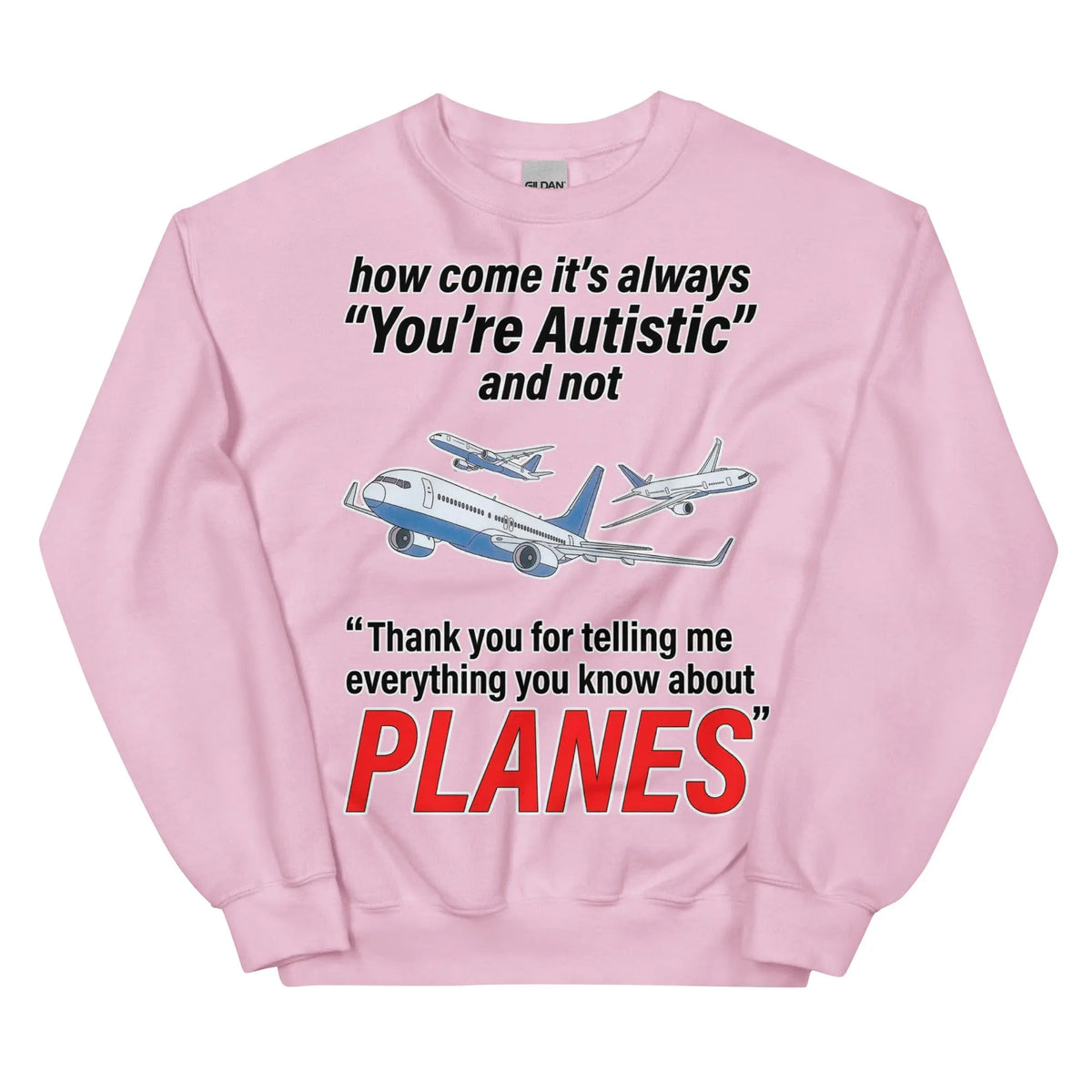 How come its always you're autistic and not thank you for telling me everything you know about Planes Sweatshirt Orbital Clothing