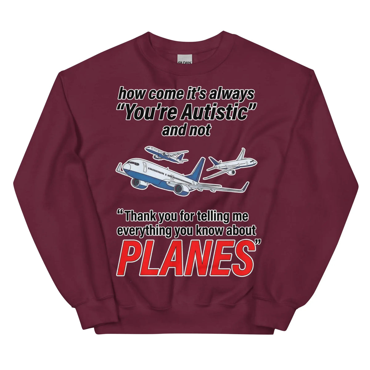 How come its always you're autistic and not thank you for telling me everything you know about Planes Sweatshirt Orbital Clothing