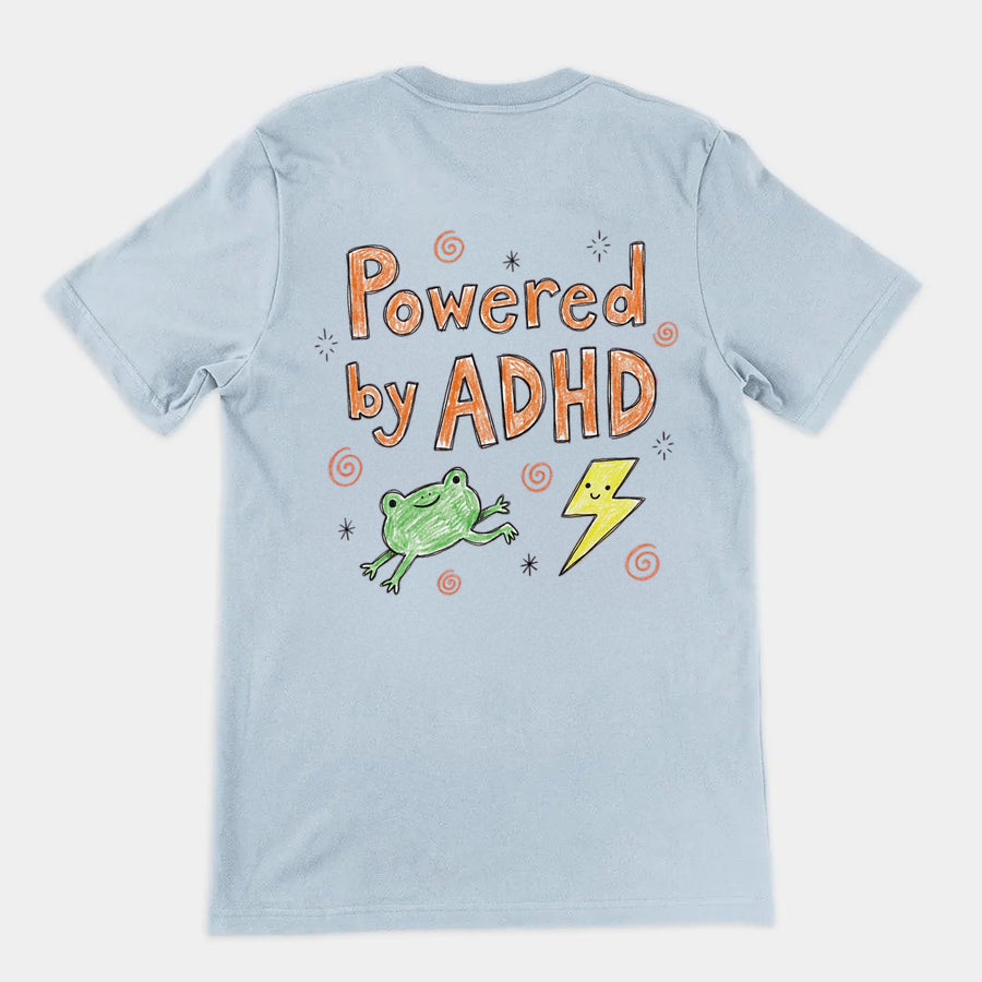 Powered By ADHD T-Shirt (backprint) Orbital Clothing