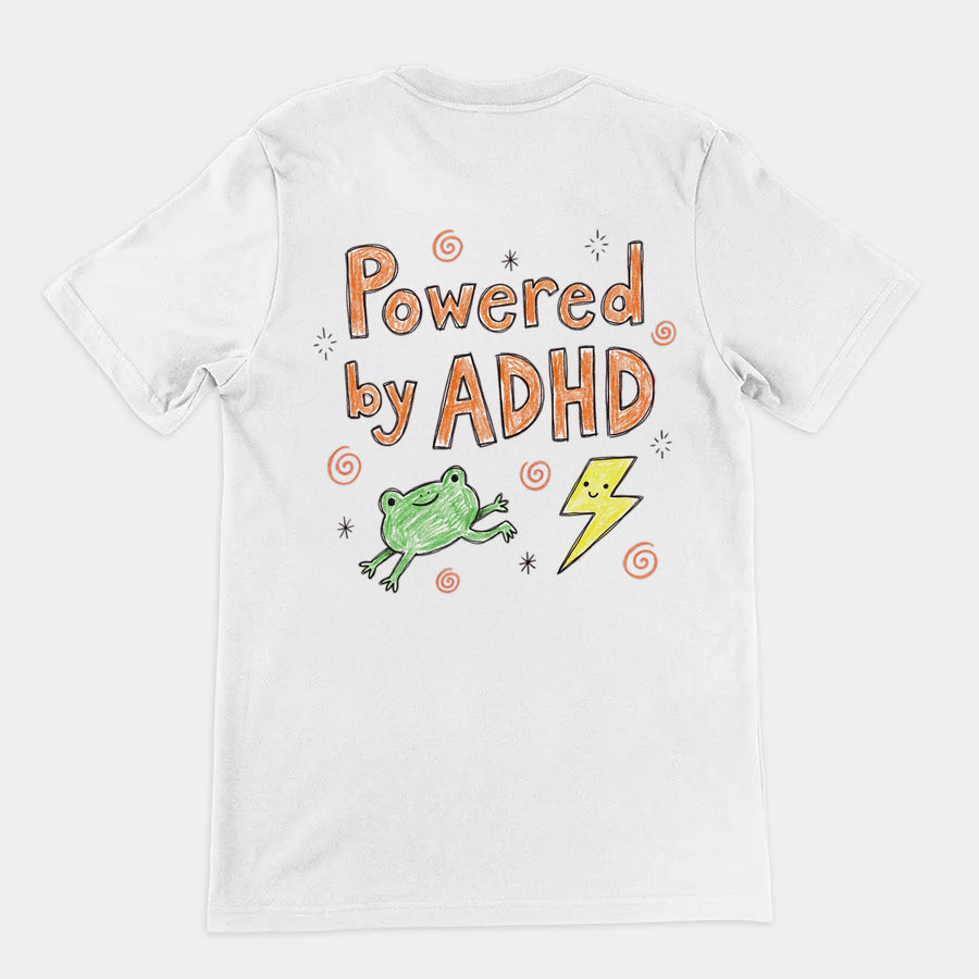 Powered By ADHD T-Shirt (backprint) Orbital Clothing