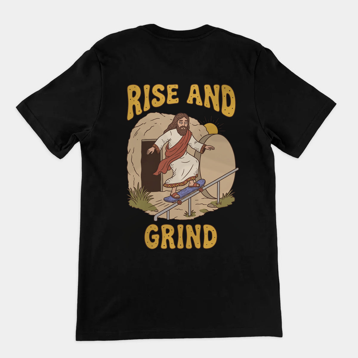 Rise And Grind T-Shirt (backprint) Orbital Clothing
