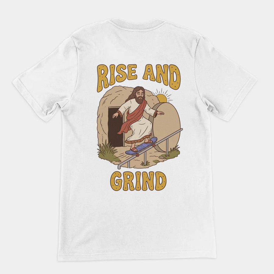 Rise And Grind T-Shirt (backprint) Orbital Clothing