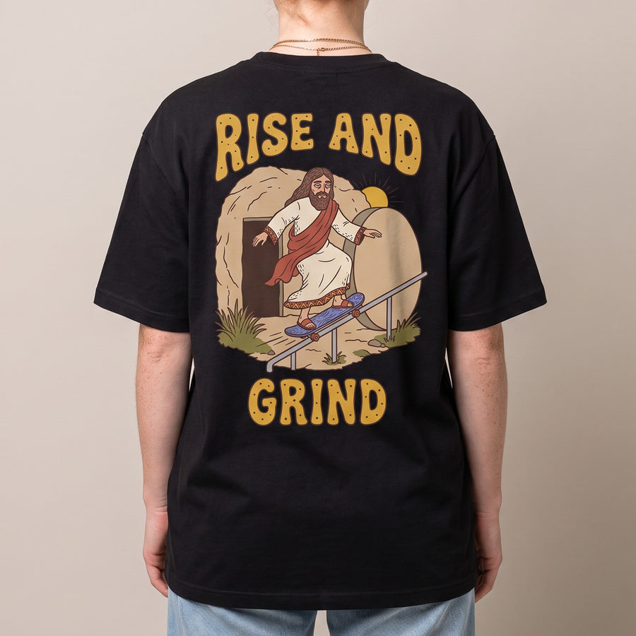 Rise And Grind T-Shirt (backprint) - Orbital Clothing