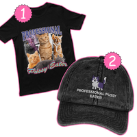 Pussy Eater shirt and hat bundle - Black / S / Black