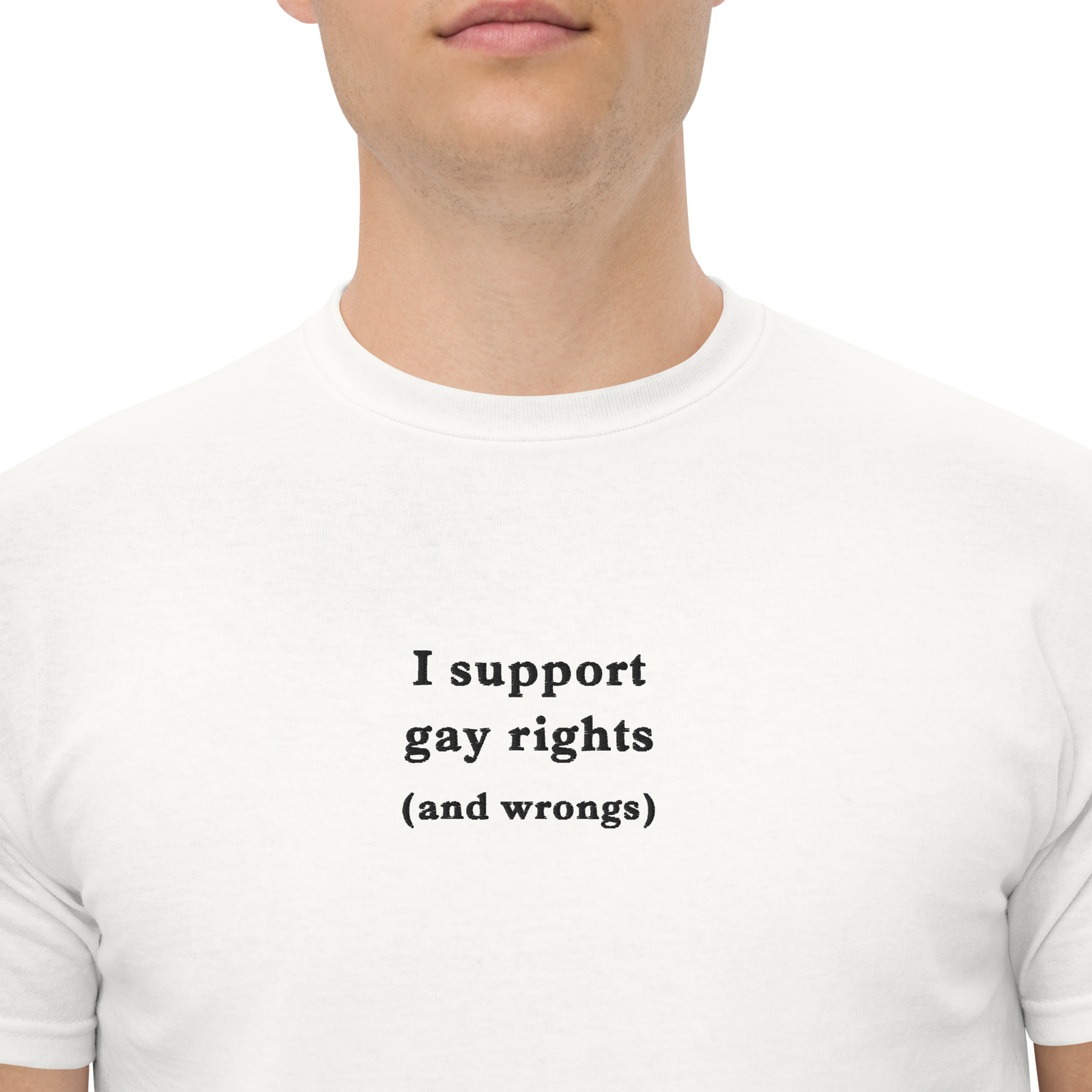I support gay rights (and wrongs) (embroidered) T-Shirt Orbital Clothing