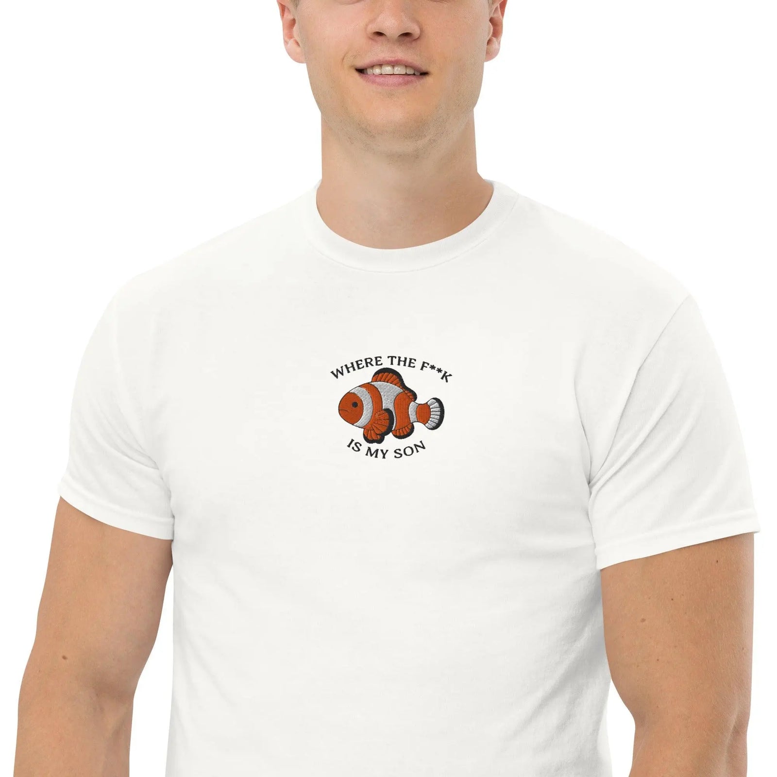 where the f**k is my son (embroidered) T-Shirt - Orbital Clothing
