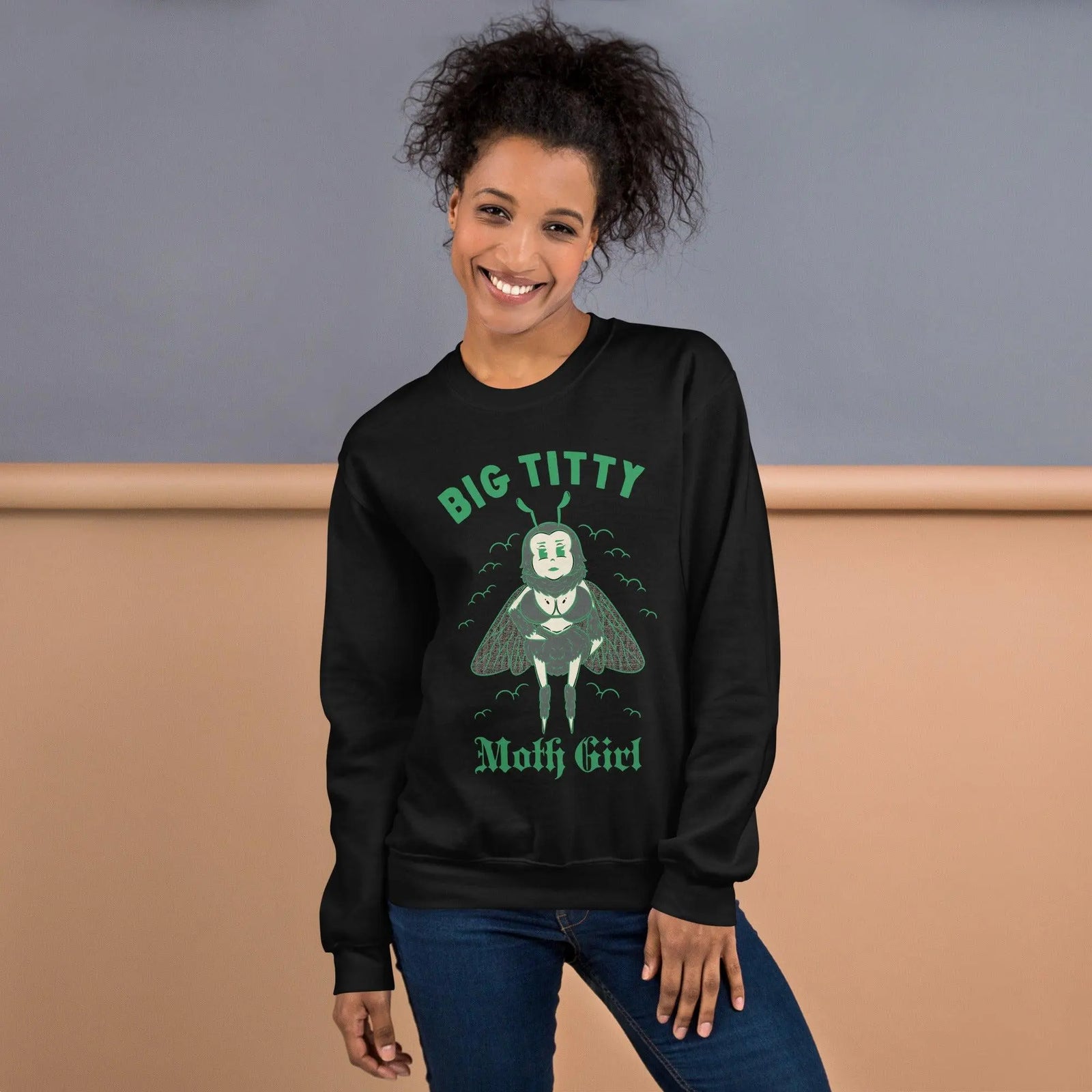 Big Titty Moth Girl Sweatshirt - Orbital Clothing