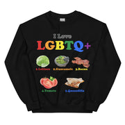 Ich liebe LGBTQ+ Salat Guacamole Speck Tomaten Quesadilla Sweatshirt