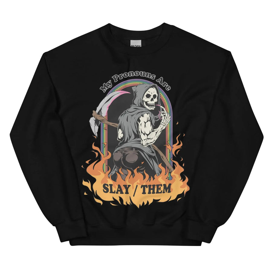 My Pronouns are Slay_Them Cartoon Sweatshirt - Orbital Clothing