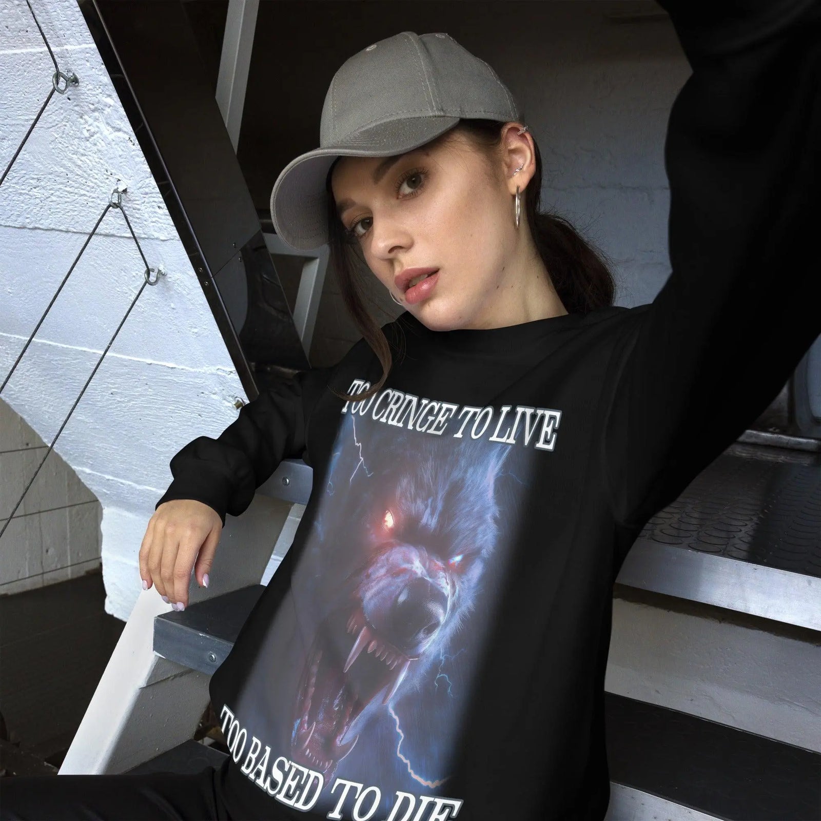 Too Cringe To Live Too Based to Die Sweatshirt - Orbital Clothing