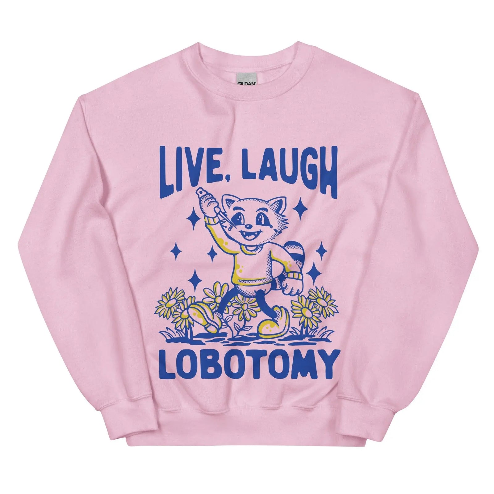 Live Laugh Lobotomy Handrawn white Sweatshirt - Orbital Clothing