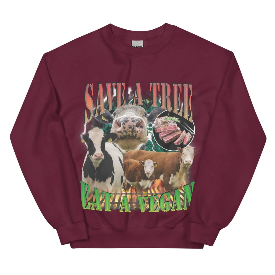 Save a Tree Eat a Vegan Sweatshirt - Orbital Clothing