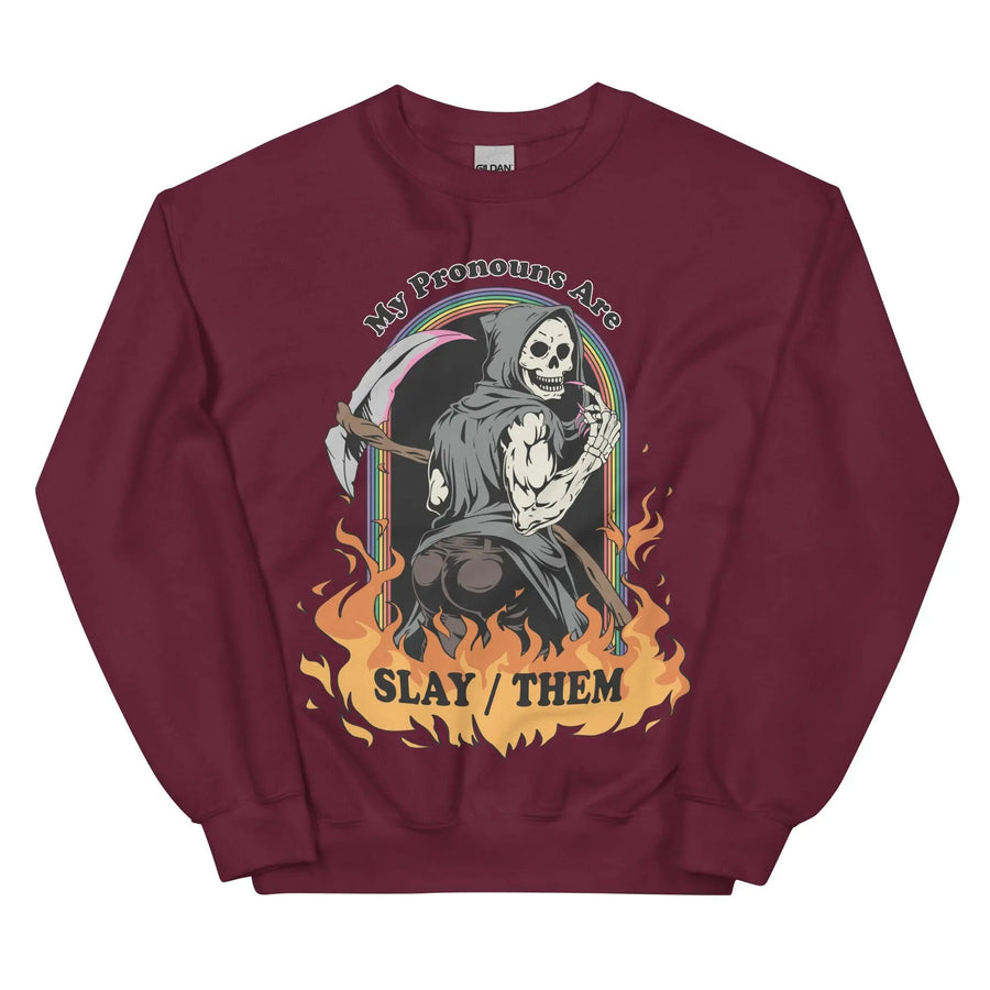 My Pronouns are Slay_Them Cartoon Sweatshirt - Orbital Clothing