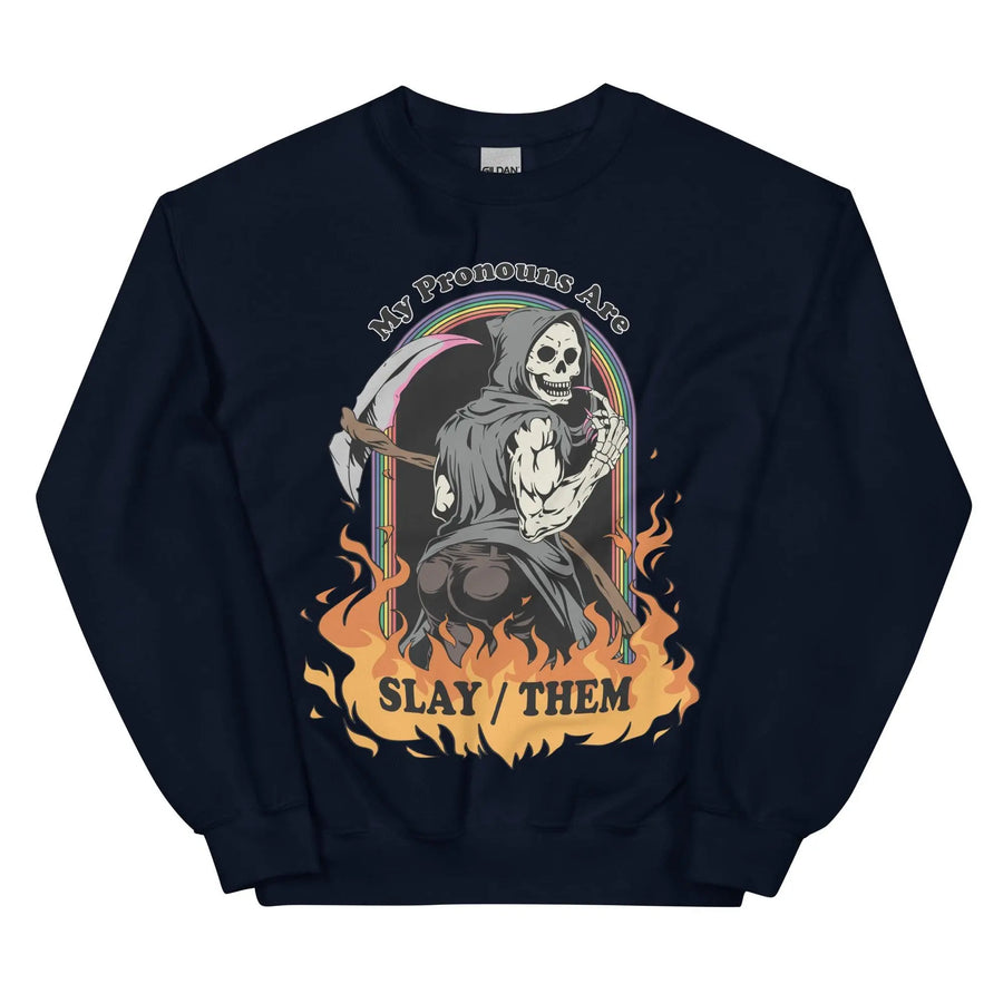 My Pronouns are Slay_Them Cartoon Sweatshirt - Orbital Clothing