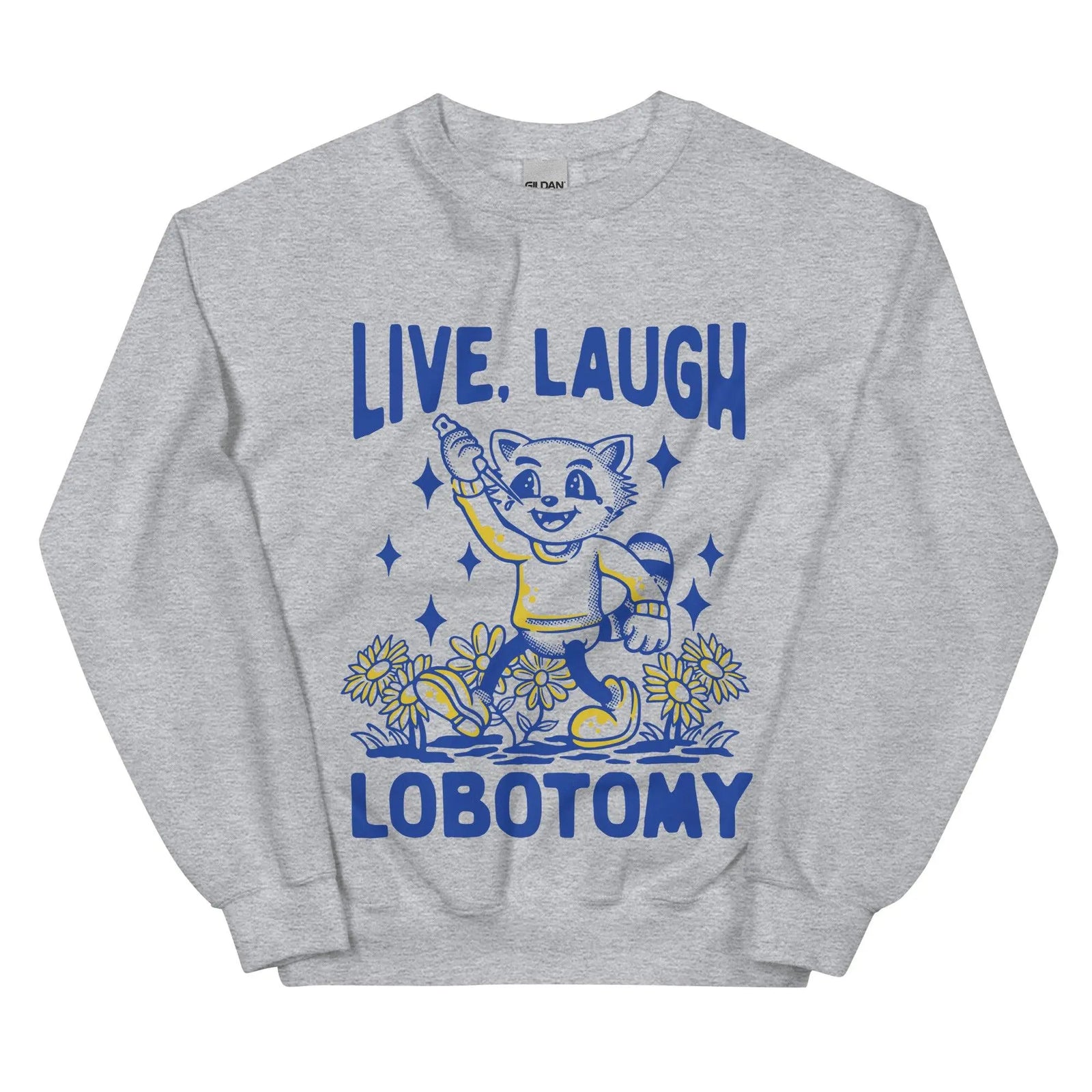 Live Laugh Lobotomy Handrawn white Sweatshirt - Orbital Clothing